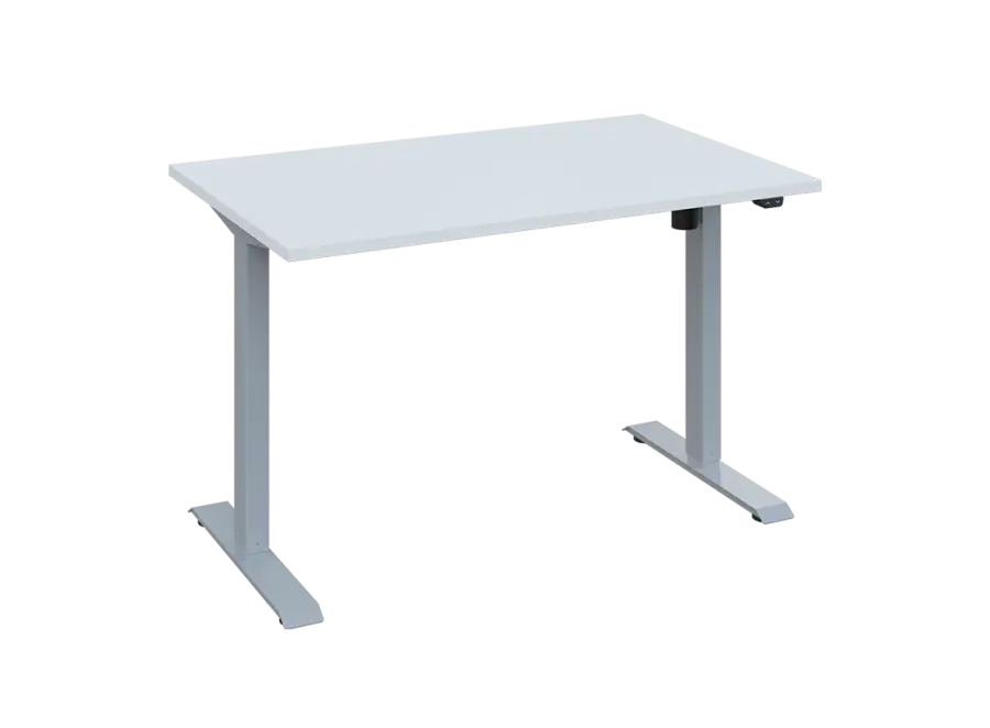 Flexi 28-12 výškově nastavitelný stůl, kovová podnož stříbrná, deska 25 mm, široký 1200 mm, bílá